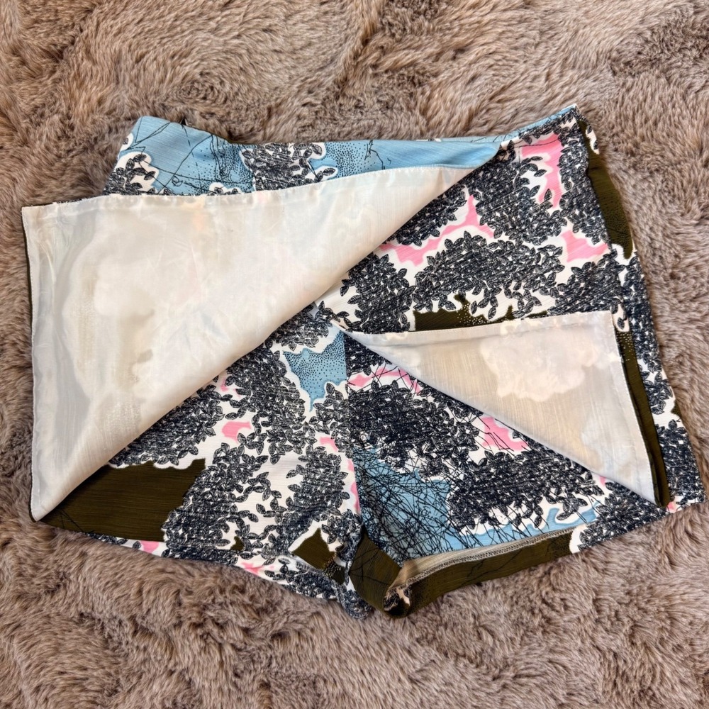 Topshop Skort Floral Print Blue Green Pink Women's Size 10 - Picture 4 of 7